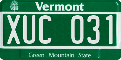 VT license plate XUC031
