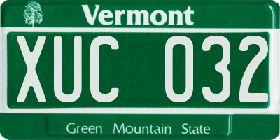 VT license plate XUC032