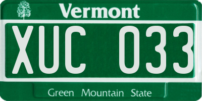 VT license plate XUC033