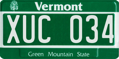 VT license plate XUC034