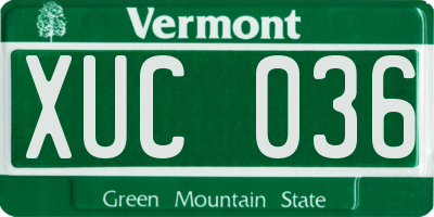 VT license plate XUC036