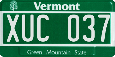 VT license plate XUC037