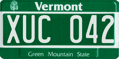 VT license plate XUC042