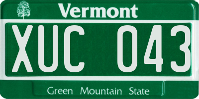 VT license plate XUC043