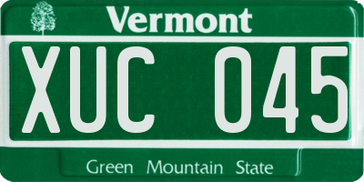 VT license plate XUC045