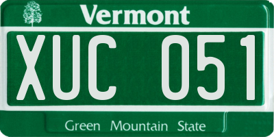 VT license plate XUC051