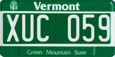VT license plate XUC059
