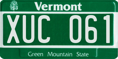 VT license plate XUC061