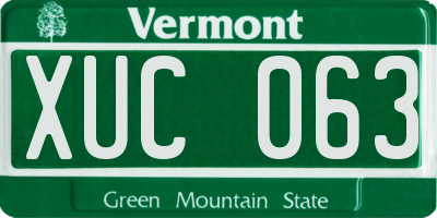 VT license plate XUC063