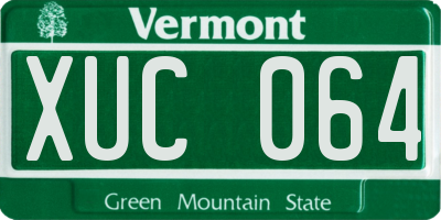VT license plate XUC064