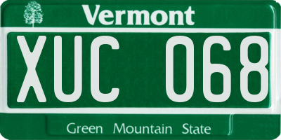 VT license plate XUC068