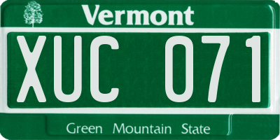 VT license plate XUC071