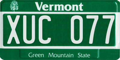 VT license plate XUC077