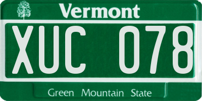 VT license plate XUC078
