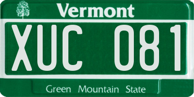 VT license plate XUC081