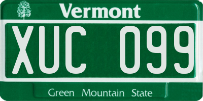 VT license plate XUC099