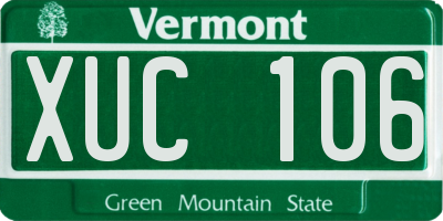 VT license plate XUC106