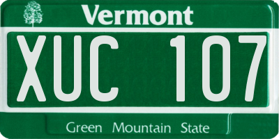 VT license plate XUC107