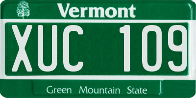 VT license plate XUC109