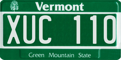 VT license plate XUC110