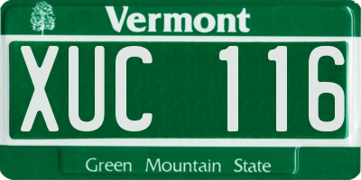 VT license plate XUC116