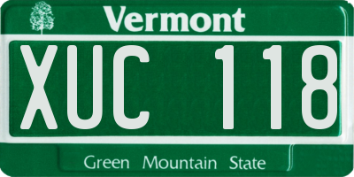 VT license plate XUC118