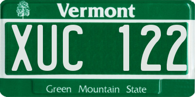 VT license plate XUC122