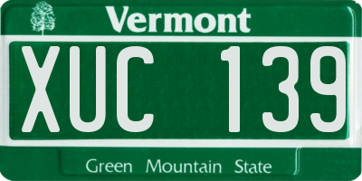 VT license plate XUC139