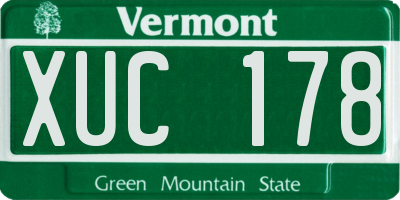 VT license plate XUC178