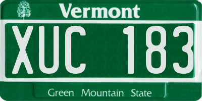 VT license plate XUC183