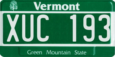 VT license plate XUC193