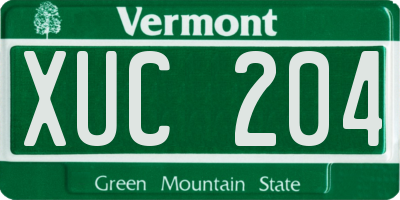 VT license plate XUC204