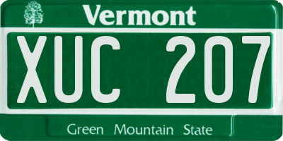 VT license plate XUC207