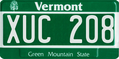 VT license plate XUC208