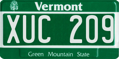 VT license plate XUC209