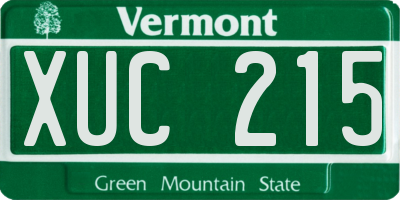VT license plate XUC215