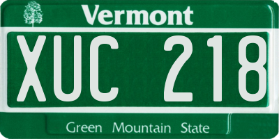 VT license plate XUC218