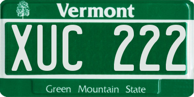 VT license plate XUC222
