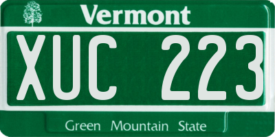 VT license plate XUC223