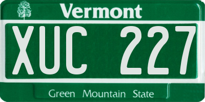VT license plate XUC227