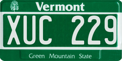 VT license plate XUC229