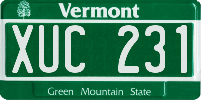 VT license plate XUC231