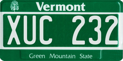 VT license plate XUC232