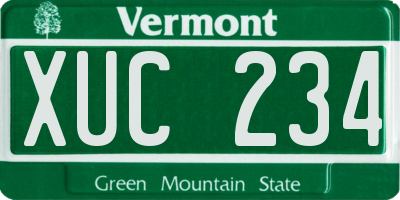 VT license plate XUC234