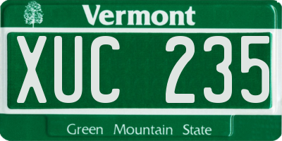 VT license plate XUC235