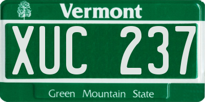 VT license plate XUC237