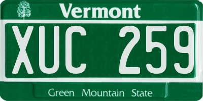 VT license plate XUC259