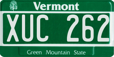 VT license plate XUC262