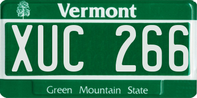 VT license plate XUC266