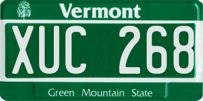 VT license plate XUC268